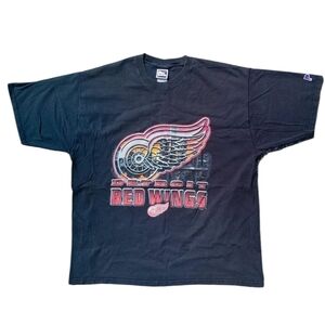 Vtg 90s Detroit Red Wings Pro Player Big Logo Graphic T-Shirt NHL Men's 2XL